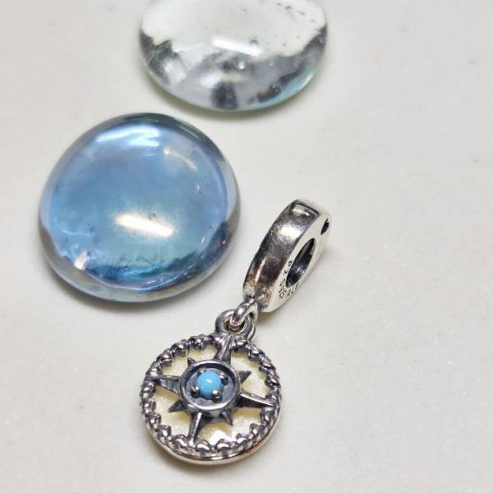 Authentic Pandora Follow Your Dream Compass Dangle Sterling Silver Charm Bead